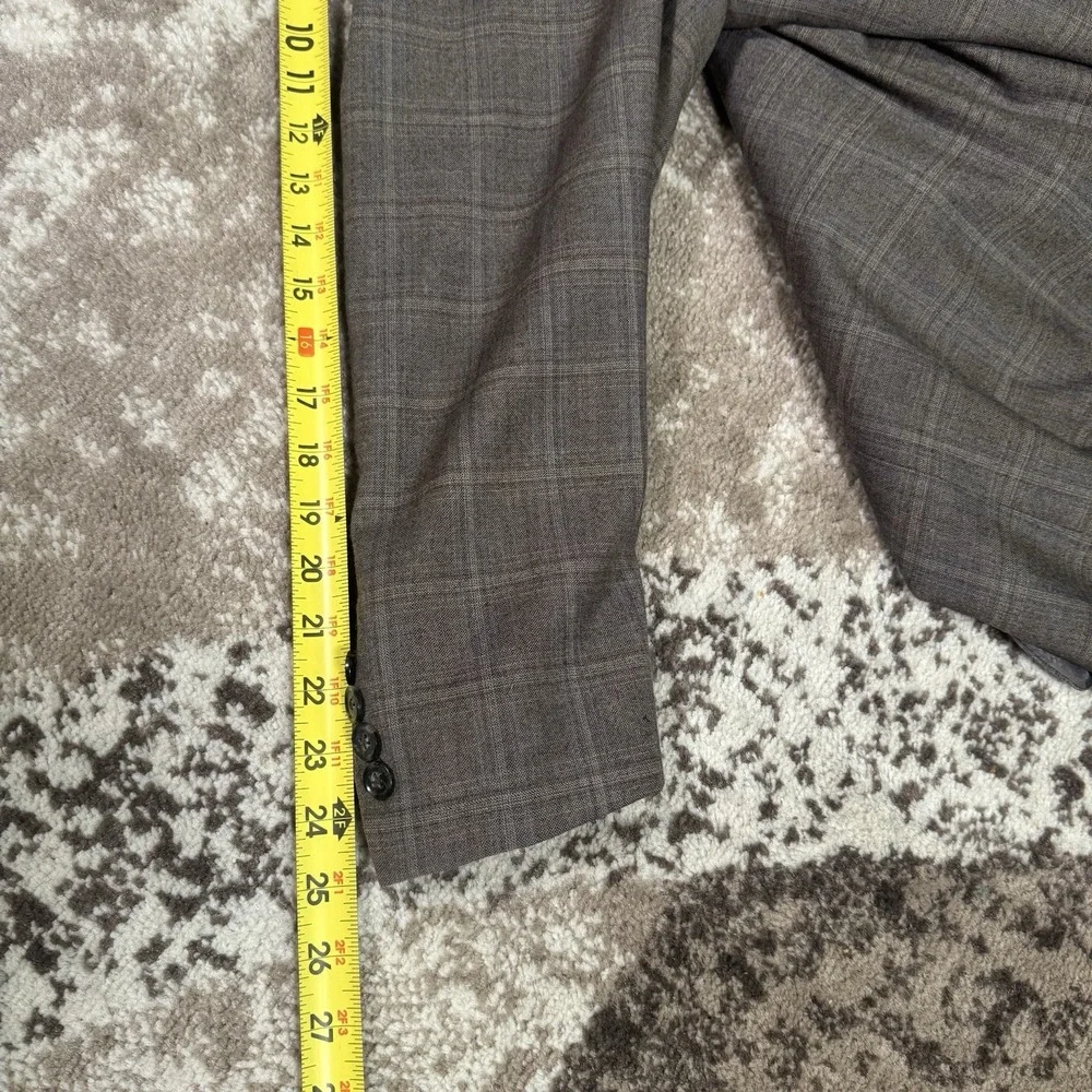 JOS‎ A BANK Blazer Mens 42L Brown Windowpane Wool SportCoat Suit Jacket